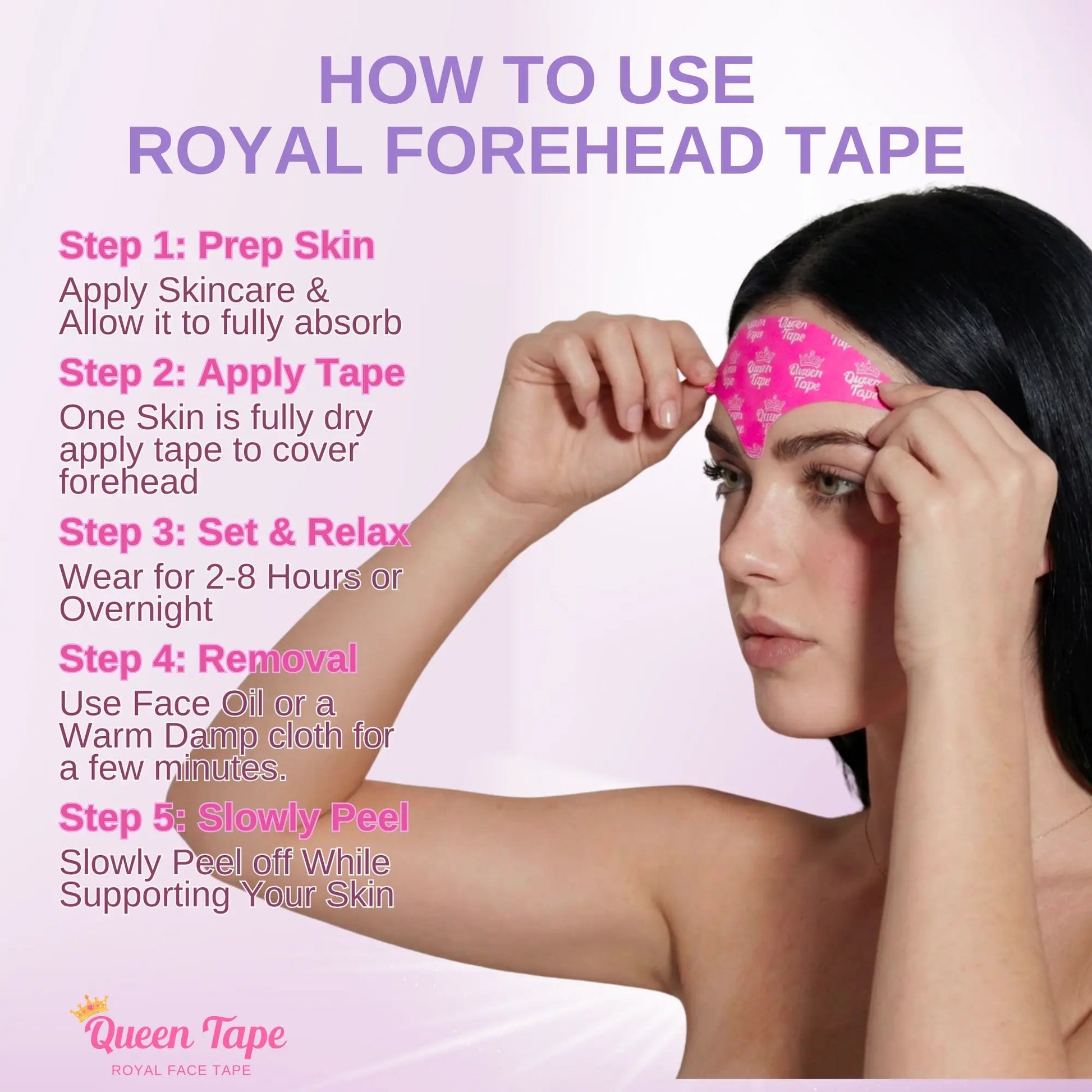 Queen Royal Forehead Tape – Wrinkle Smoothing Overnight Forehead Tape Skincare Infused Anti-Aging - Smooth Forehead, 11'S, Crows Feet, (20 PCS)